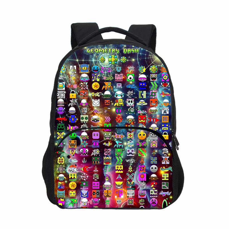 跨境批发几何冲刺双肩前袋书包 Geometry Dash中小学生书包收纳,文具电教/文化用品/商务用品,学生书包,淘宝优惠券,粉丝福利购,淘宝优惠卷