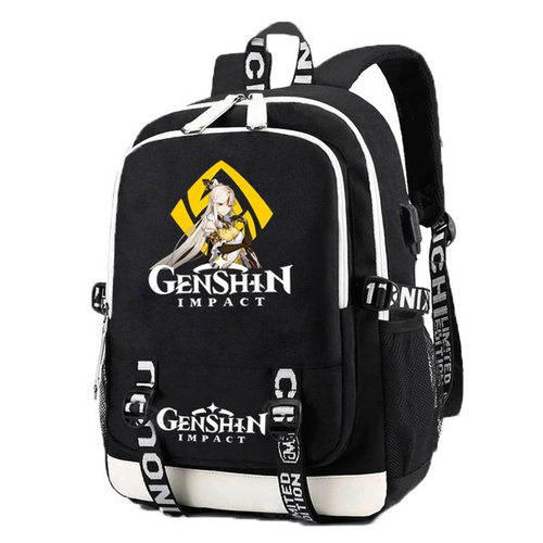 跨境 Genshin原神动漫周边双肩背包USB大容量学生书包商务电脑包