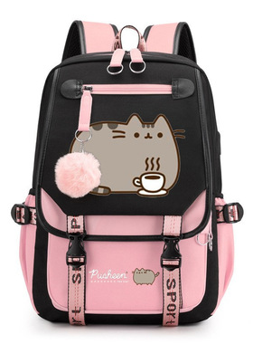 pusheen胖吉猫图案大容量背包户外旅行包电脑包学生休闲双肩书包