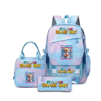 数码印花brainrot学生书包 卡通山海经木棍人双肩背包轻便123年级