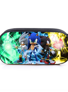 厂家批发SONIC2隔层笔袋小学生动漫索尼克文具盒铅笔包亚马逊新款