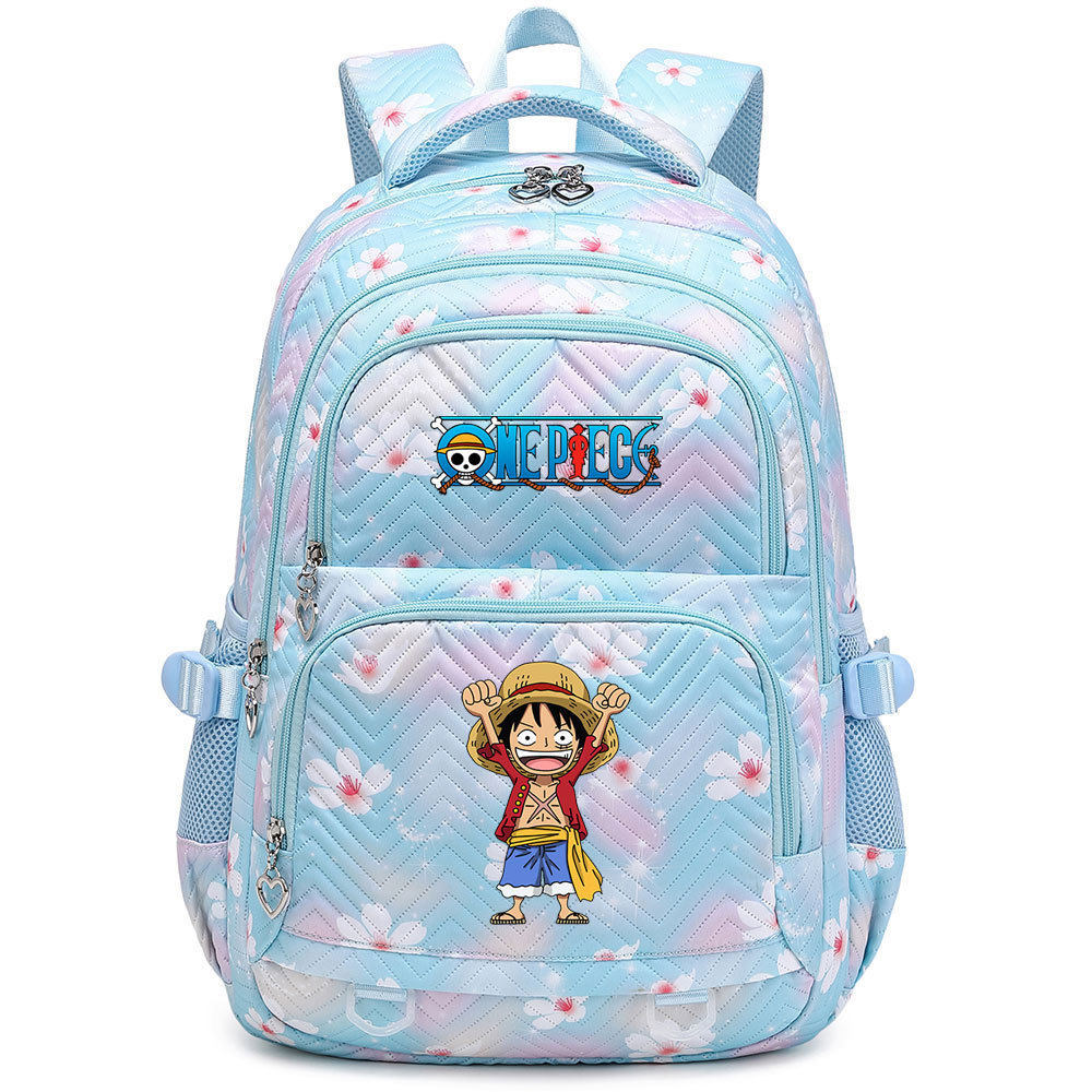 海贼王印花多隔层初高中书包大容量轻便减负护脊双肩包