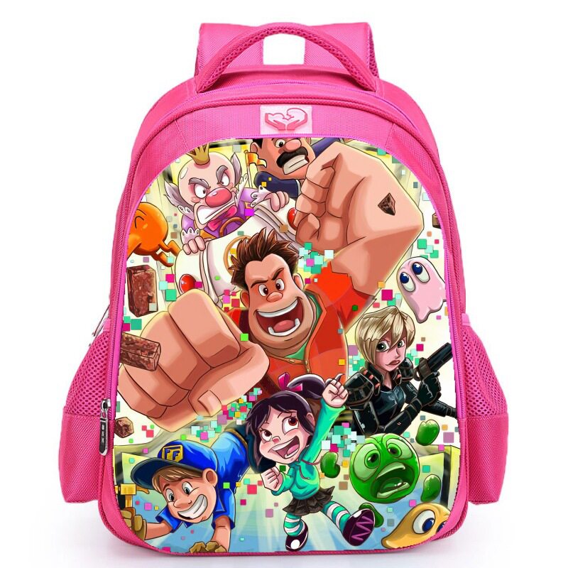 潮玩上学记-无敌破坏王书包 电玩印花 男女童耐磨双肩包