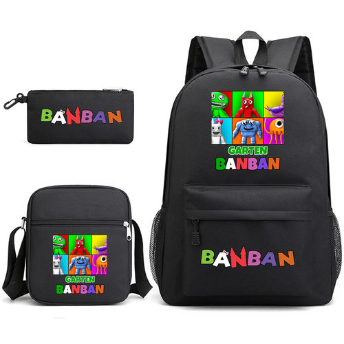 Garten of Banban三件套外贸书包休闲帆布双肩包男女学生背包印花