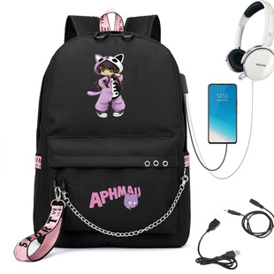 跨境速2022新款背包 Aphmau动漫女学生书包女笔记本双肩包usb书包