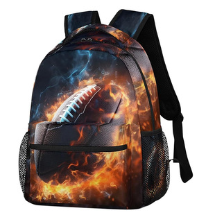 亚马逊排球橄榄球图案3D印花学生多功能书包大容量双肩包收纳透气