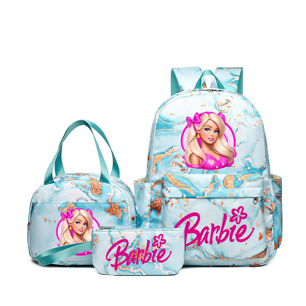 跨境2024新款背包印花学生书包双肩包时尚女包三件套午餐包笔袋