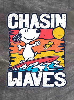 CHASIN WAVES史努比冲浪户外汽车贴纸卡通装饰单板滑板三角窗贴画