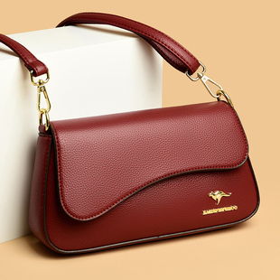 正品软皮夏天新款单肩斜挎包女包真皮小包包2024中年妈妈包小方包