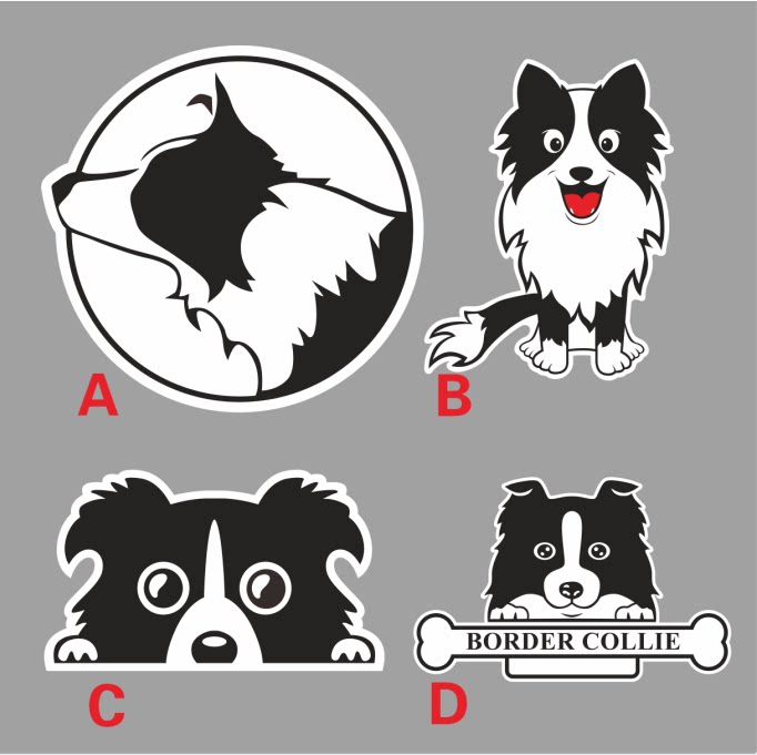 车贴 边境牧羊犬宠物反光贴汽车车身装饰划痕遮盖防水贴纸