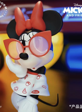 迪士尼正版Morstorm墨镜米妮米奇手办公仔桌面摆件玩具潮玩周边