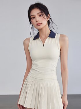 网球速干带胸垫无袖运动套装女