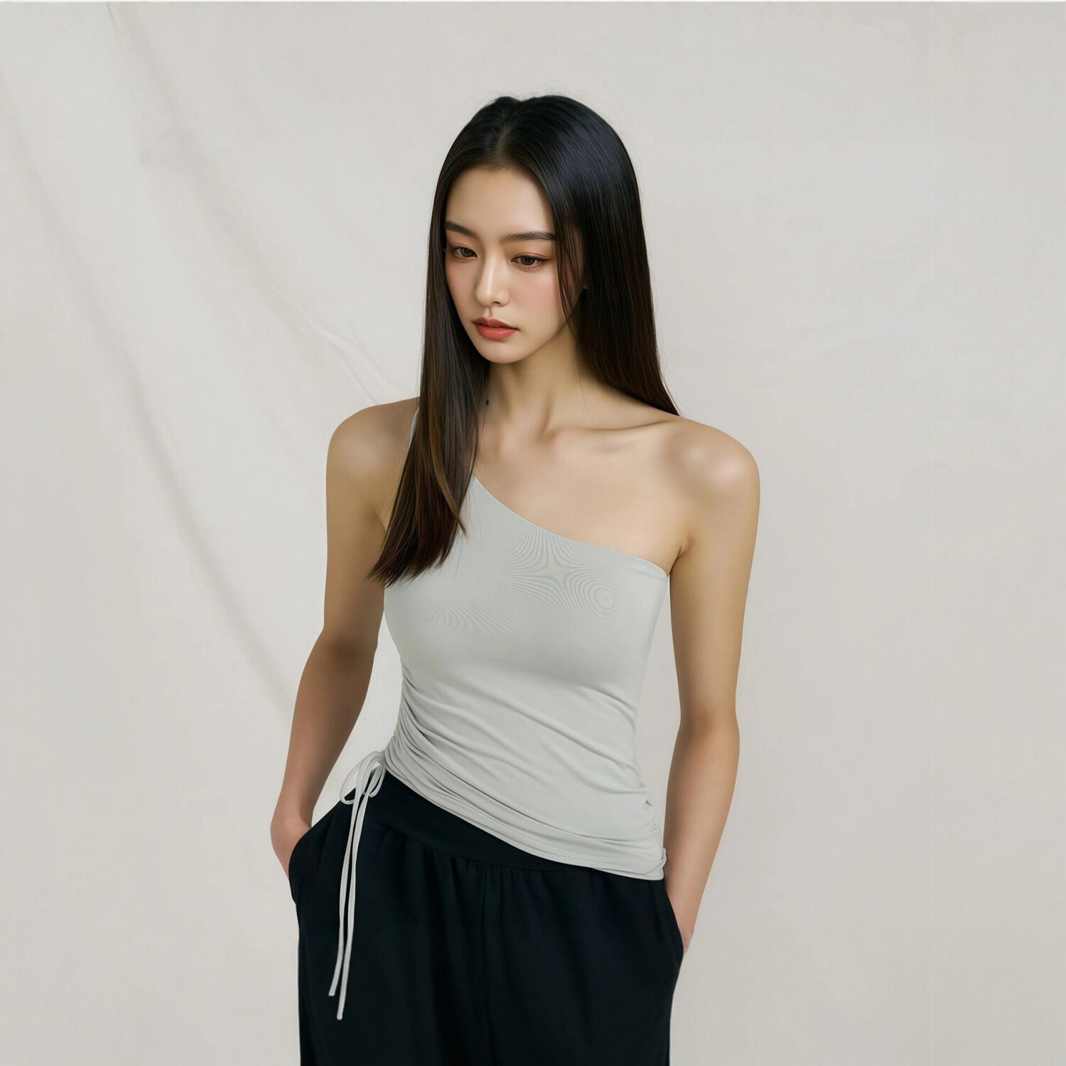 2026瑜伽服女单肩运动背心修身显瘦上衣速干透气健身抽绳无袖吊带