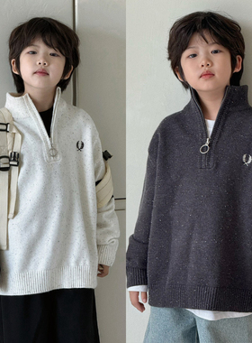 G＋童装男童半拉链毛衣冬季中大童高领百搭打底衫儿童针织衫6832