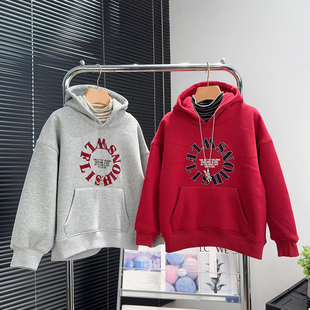 啦芙莱童装男女童加绒连帽卫衣冬款中大童加厚帽衫儿童上衣潮7631