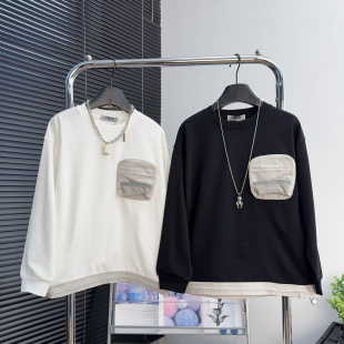 中大童休闲卫衣儿童上衣8537 T恤2026春季 啦芙莱童装 男童白色长袖