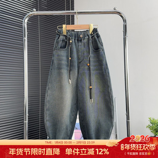 童乐鱼童装男女童加绒牛仔裤冬季新款儿童加厚裤子中大童长裤5291