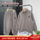 品牌童装 子 儿童加厚卫衣裤 男童加绒两件套秋冬款 中大童一体绒套装