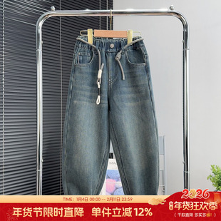 大E小e童装男女童一体绒牛仔裤2025冬季新款儿童加厚百搭长裤8737