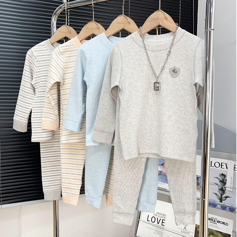 儿童舒绒内衣套装男童彩棉秋衣秋裤女孩子秋冬款家居服中大童上衣