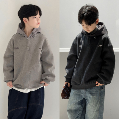 布芮欧童装男童加绒连帽卫衣