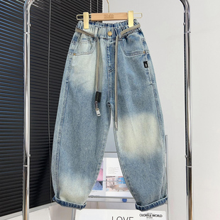 男童牛仔裤 儿童休闲裤 2025秋款 子中大童宽松老爹裤 潮 裤 大E小e童装