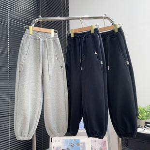 大E小e童装儿童加绒裤子冬款中大童加厚运动裤男童休闲卫裤66611