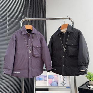 品牌童装儿童羽绒衬衫2025冬装中大童90白鸭绒内胆男女童保暖外套