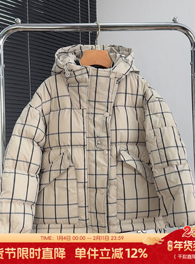 啦芙莱童装儿童格子羽绒服冬季中大童加厚男女童90白鸭绒外套3890