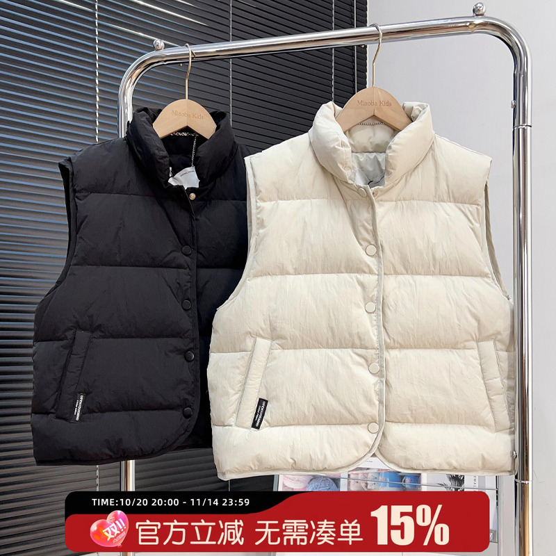断码清 不换 男童羽绒马甲儿童白鸭绒背心韩版中大童工装马夹