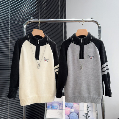 童乐鱼童装男童半拉链毛衣