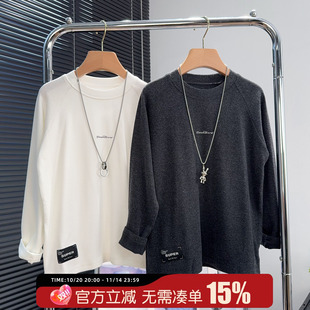 上衣中大童白色打底衫 T恤秋装 儿童内搭卫衣 男童德绒长袖 妙吧童装