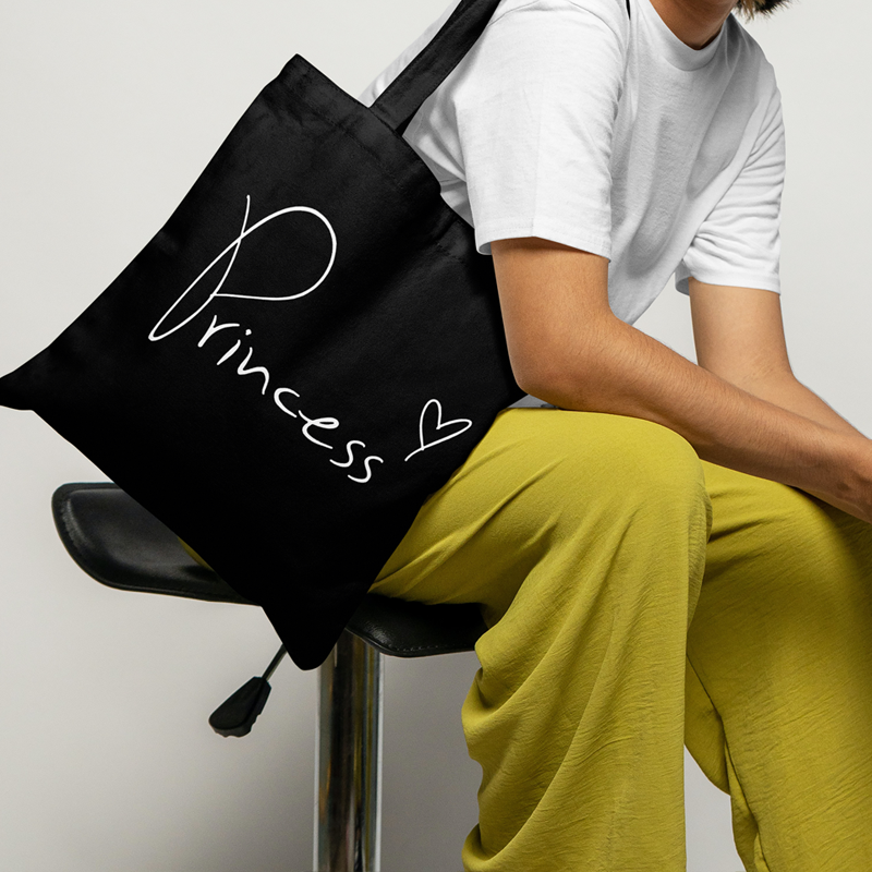 Princess拉链布包时尚印花手提袋单肩包购物袋自习包书包礼品袋
