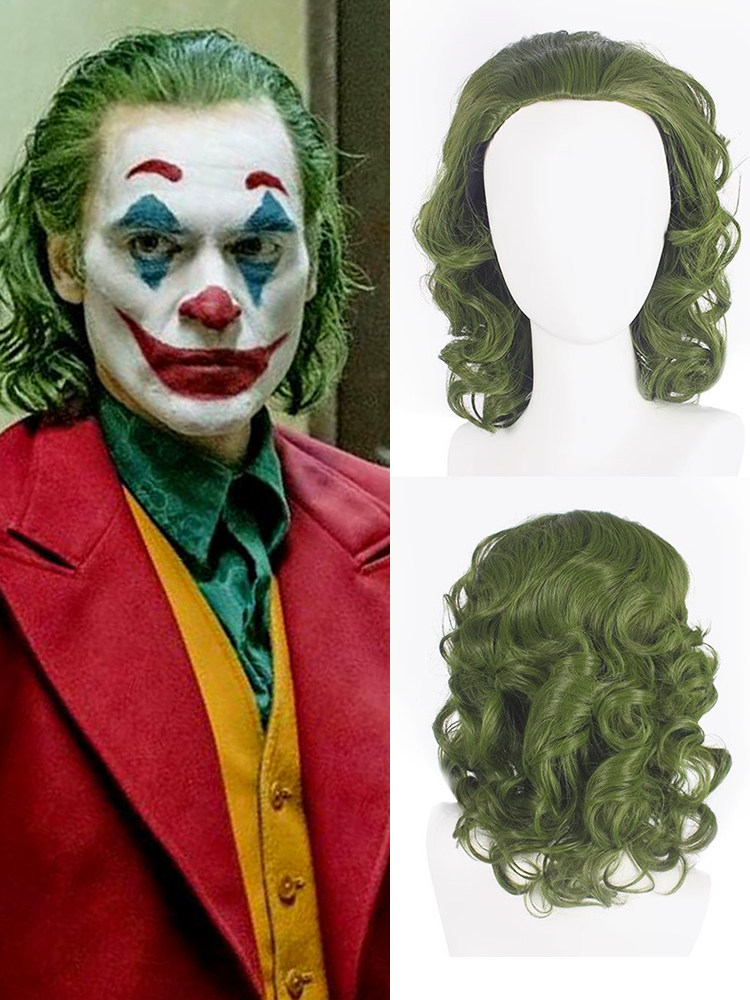 万圣节小丑假发男款joker希斯莱杰全头套搞怪短卷发cos动漫绿色