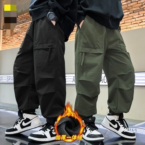 秋款运动宽松儿童装加绒工装裤