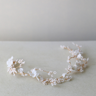 清新唯美头饰发带发饰配饰珍珠礼服新娘手工韩式发带发梳组合