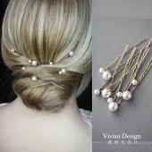 ins风简约百搭贝壳珍珠发叉 发叉发簪摄影跟妆百搭 新娘头点缀韩式