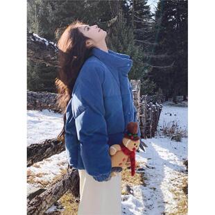 宝蓝色羽绒棉服女冬季2025新款加厚保暖面包服小个子爆款棉袄外套