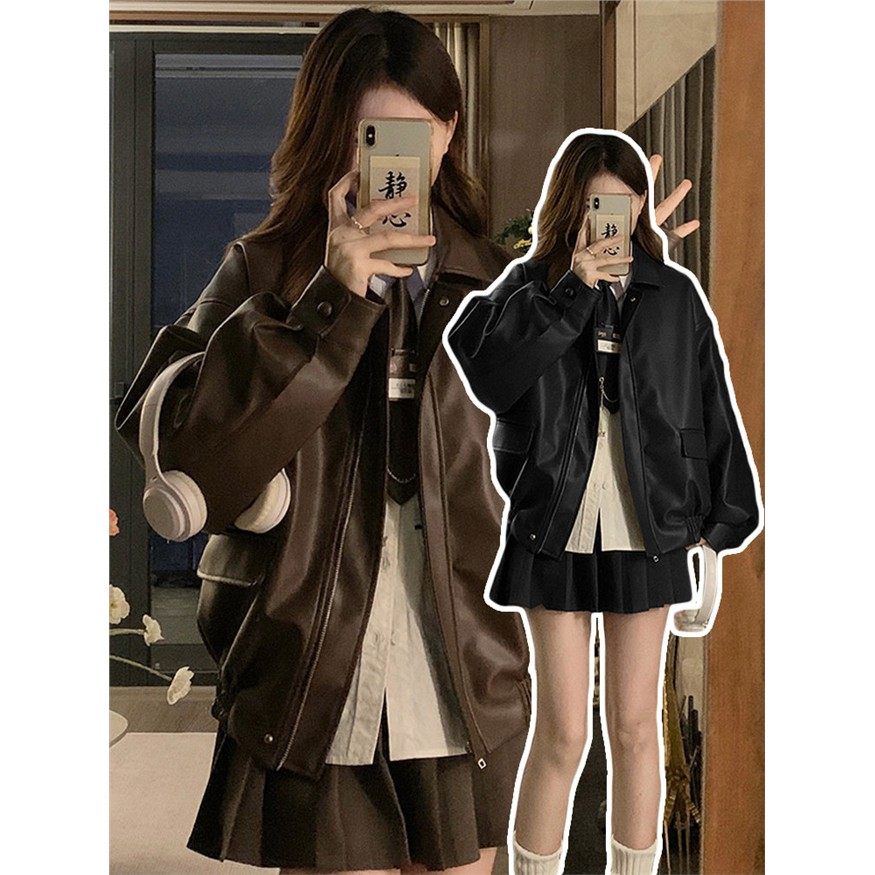 早春秋韩系小个子皮衣短外套女初冬季新款加厚羊羔毛绒棒球服夹克