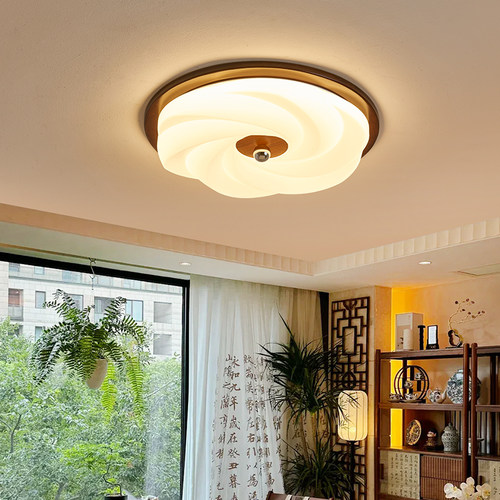 法式南洋中古实木护眼灯卧室灯吸顶灯美式复古主卧护眼书房次卧灯