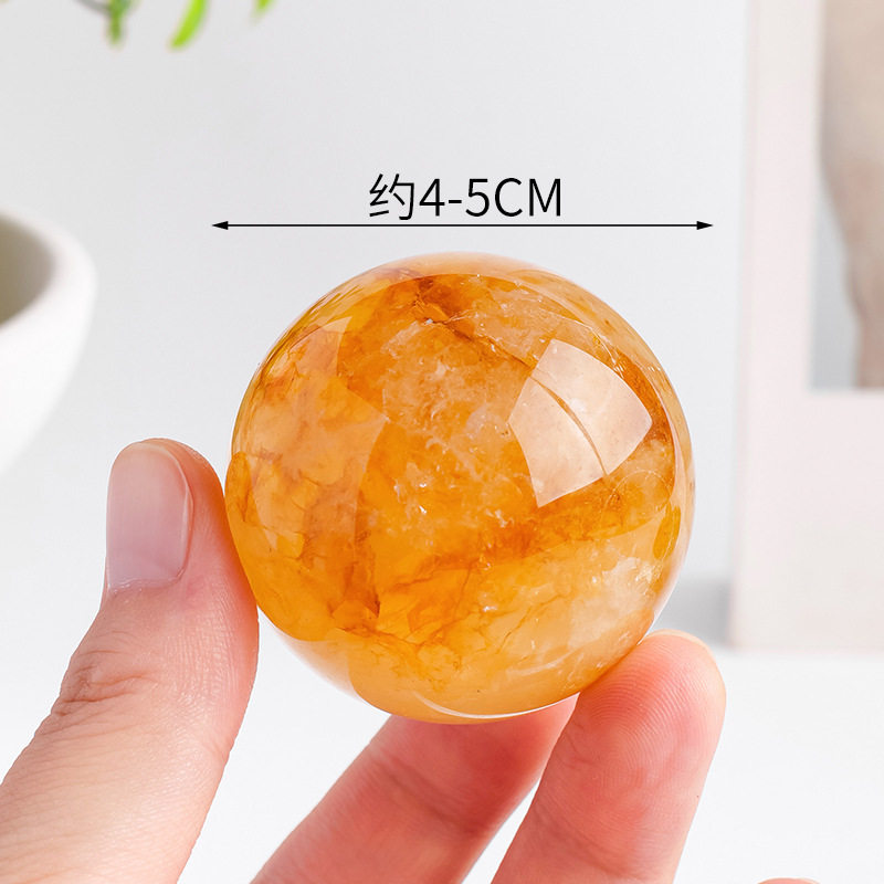 天然黄胶花水晶球水晶原石打磨家居客厅玄关装饰七星阵风水球