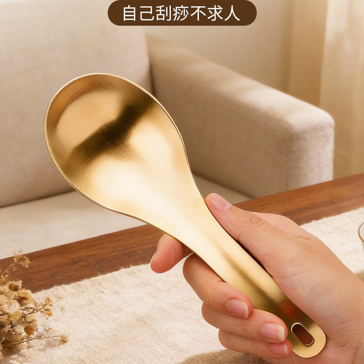 纯黄铜刮痧勺子家用大面积刮背部肩颈全身通用按摩板拍痧棒养生馆