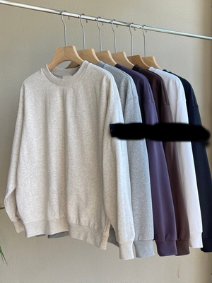 BADGE CREWNECK SWEATSHIRT 毛圈圆领卫衣纯色百搭休闲长袖宽松潮