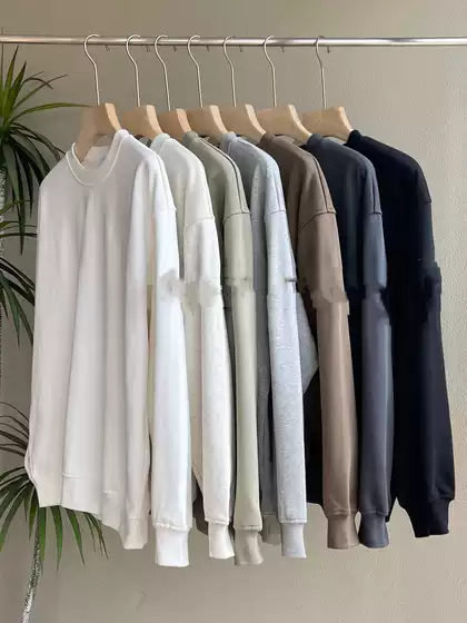 BADGE CREWNECK SWEATSHIRT 440g high weight loose loop sweater with round neck armband
