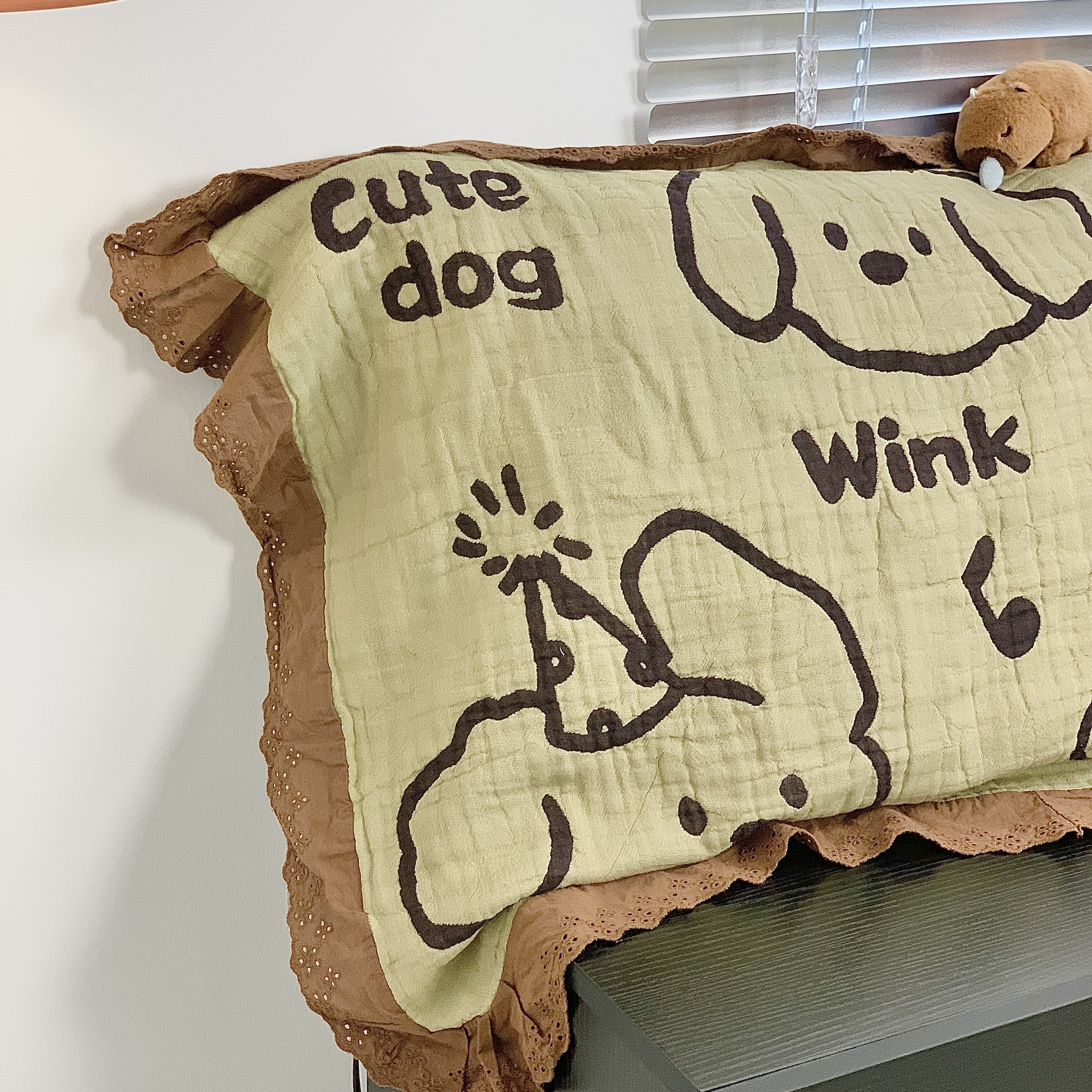 韩系全棉纱布厚柔软吸汗亲肤透气A类泡泡纱可爱复古学生家用枕巾