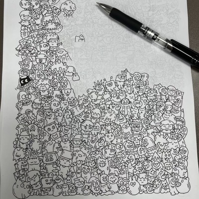 摸鱼线条简笔画控笔练习画画图稿