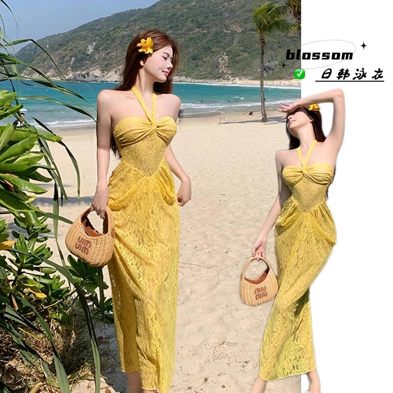 blossom泳衣女沙滩长裙蕾丝性感纯欲海边度假风泰国巴厘岛高级感