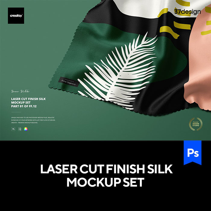 丝绸丝巾布料褶皱效果模拟展示样机mockup智能贴图psd素材模版