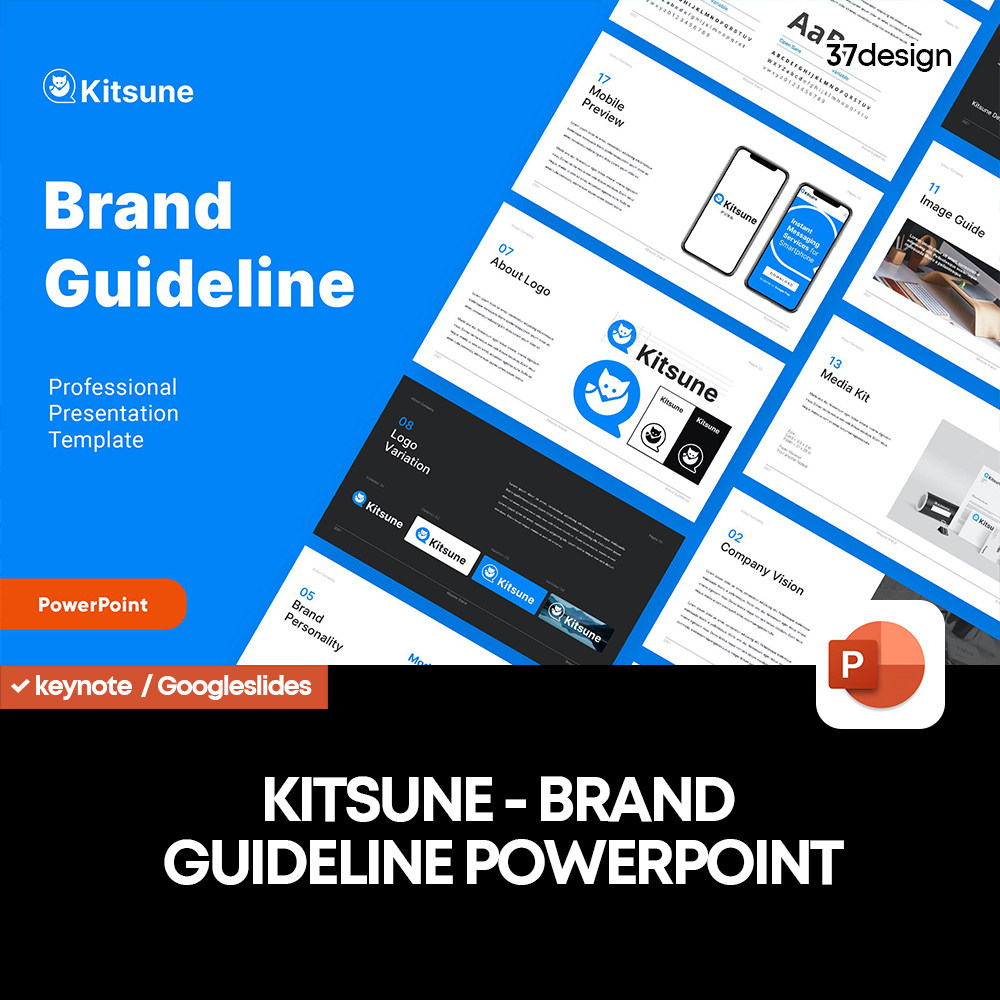 KITSUNE商务专业品牌logo标志视觉导视指南演示文稿ppt幻灯片模版