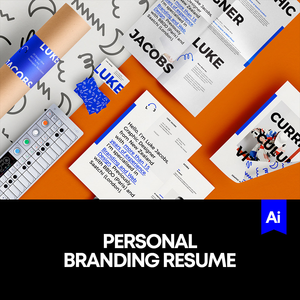 时尚个人职业简历名片海报设计效果排版版式模版indesign格式